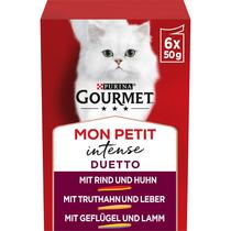 GOURMET Mon Petit Duetti mit Rind & Huhn, Truthahn & Leber, Geflügel & Lamm