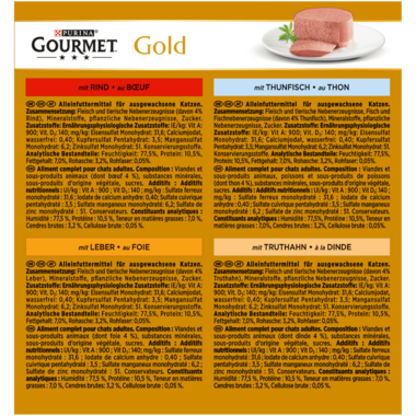 GOURMET Gold Feine Pastete mit Thunfisch, Leber, Truthahn und Rind Rückseite