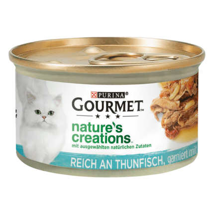 GOURMET™ Nature's Creations, reich an Thunfisch, garniert mit Tomaten und Reis 