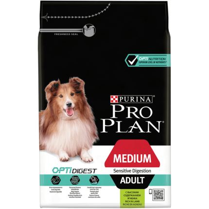PRO PLAN® MEDIUM ADULT für sensible Verdauung mit OPTIDIGEST reich an Lamm