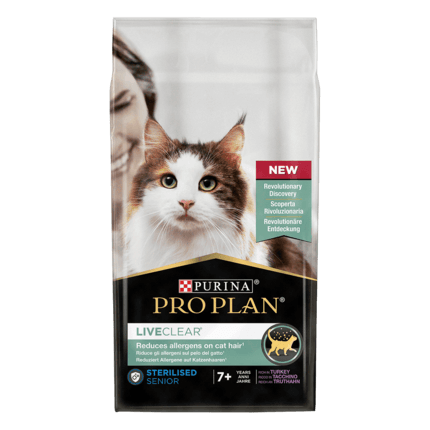 PRO PLAN® LIVECLEAR® Sterilised Senior 7+ Katzenfutter reich an Truthahn