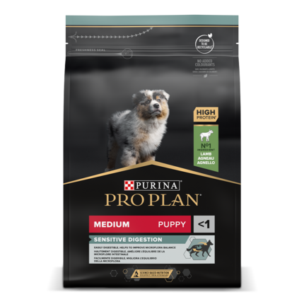 PRO PLAN MEDIUM PUPPY für sensible Verdauung mit OPTIDIGEST reich an Lamm 