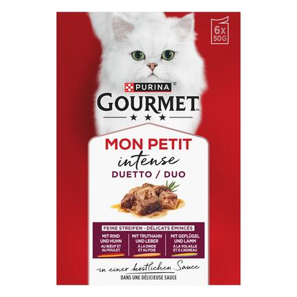 GOURMET Mon Petit Duetti mit Rind & Huhn, Truthahn & Leber, Geflügel & Lamm