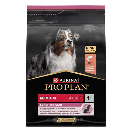 PRO PLAN MEDIUM ADULT für sensible Haut mit OPTIDERMA reich an Lachs