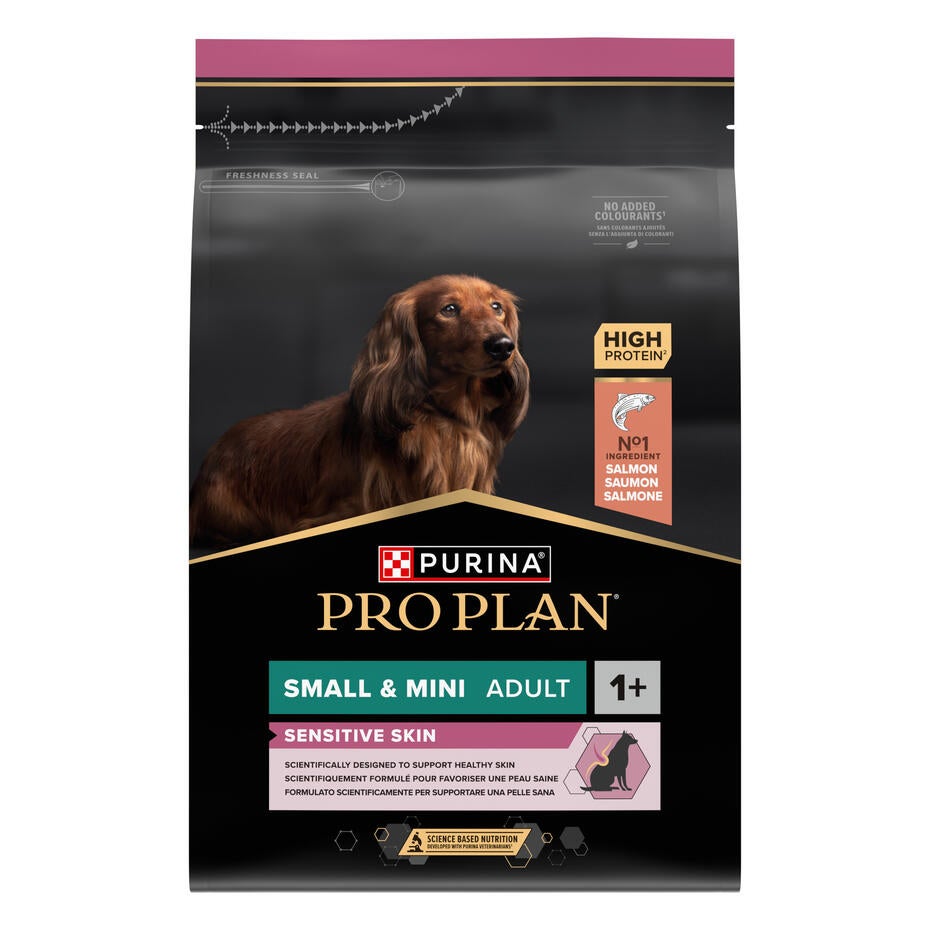 PRO PLAN SMALL & MINI ADULT für sensible Haut mit OPTIDERMA reich an Lachs