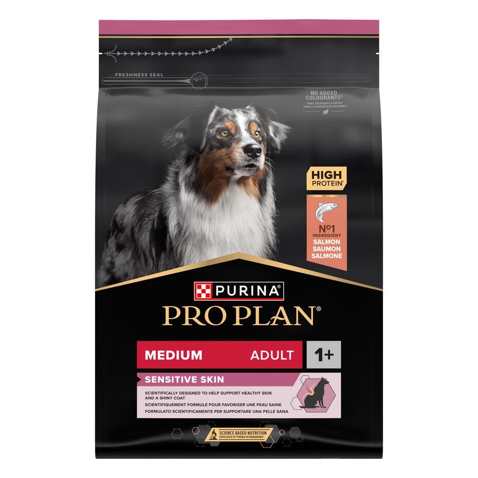 PRO PLAN MEDIUM ADULT für sensible Haut mit OPTIDERMA reich an Lachs