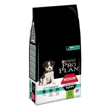 PRO PLAN® MEDIUM PUPPY für sensible Verdauung mit OPTIDIGEST reich an Lamm Seitenansicht