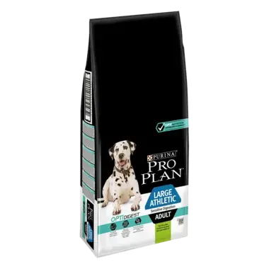 PRO PLAN® LARGE ATHLETIC ADULT für sensible Verdauung mit OPTIDIGEST reich an Lamm Seitenansicht