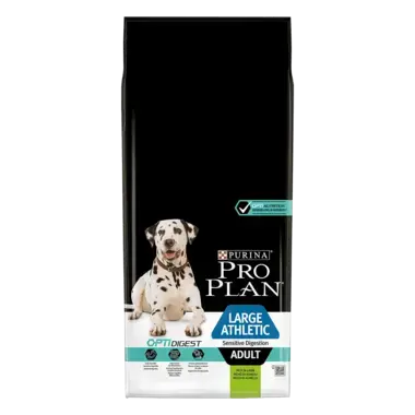 PRO PLAN® LARGE ATHLETIC ADULT für sensible Verdauung mit OPTIDIGEST reich an Lamm Vorderansicht