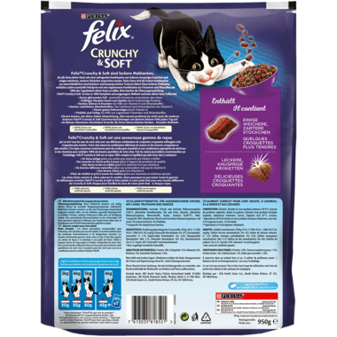 FELIX® Crunchy & Soft mit Lamm, Truthahn und Gemüse Rückseite
