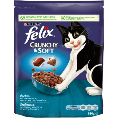 FELIX® Crunchy & Soft mit Thunfisch, Seelachs und Gemüse Vorderansicht