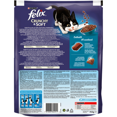 FELIX® Crunchy & Soft mit Thunfisch, Seelachs und Gemüse Rückseite