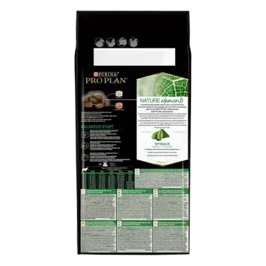 PRO PLAN® NATURE ELEMENTS BALANCED START MEDIUM & LARGE PUPPY reich an Lamm Rückseite