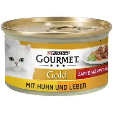 GOURMET Gold Zarte Häppchen in Sauce mit Huhn & Leber Vorderansicht