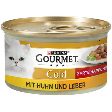 GOURMET Gold Zarte Häppchen in Sauce mit Huhn & Leber Vorderansicht