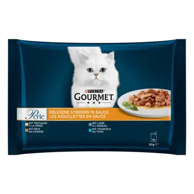 GOURMET™ Perle Erlesene Streifen mit Truthahn, Thunfisch, Ente, Lamm Vorderansicht