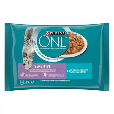 PURINA ONE SENSITIVE mit Thunfisch und Karotten Vorderansicht