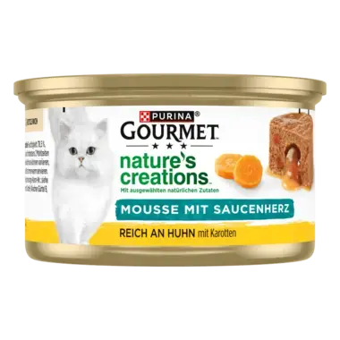 PURINA GOURMET Nature's Creations Mousse mit Saucenherz, reich an Huhn mit Karotten