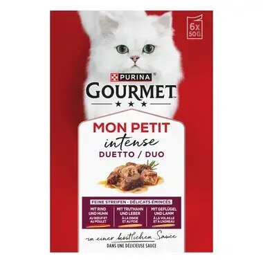 GOURMET Mon Petit Duetti mit Rind & Huhn, Truthahn & Leber, Geflügel & Lamm