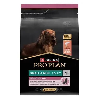 PRO PLAN SMALL & MINI ADULT für sensible Haut mit OPTIDERMA reich an Lachs