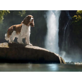 Adventuros Hero Image - Hund auf einem Stein vor Wasser