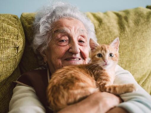ältere Frau mit Katze