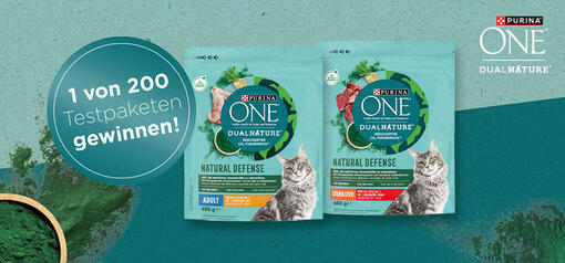 Jetzt 1 von 200 PURINA ONE DualNature Testpaketen gewinnen!