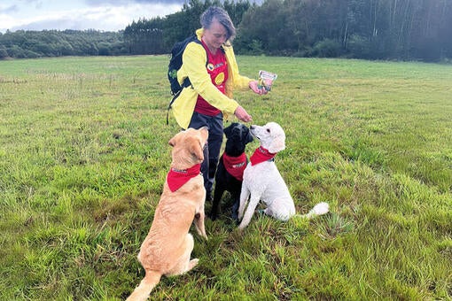 Frau mit Hunden